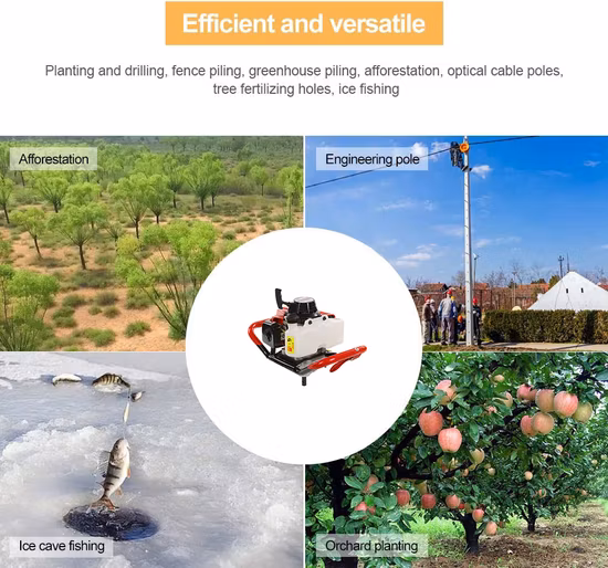 196cc 농업용 고전력 가솔린 드릴링 도구 지구 오거 드릴링 머신 4 스트로크 파워 헤드 헤비 듀티 그라운드 드릴